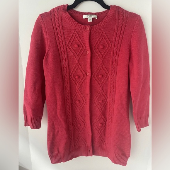 Liz Claiborne Sweaters - Vintage Womens Cardigan Knit Sweater Red/pink Liz Claiborne New York Sz XXS
